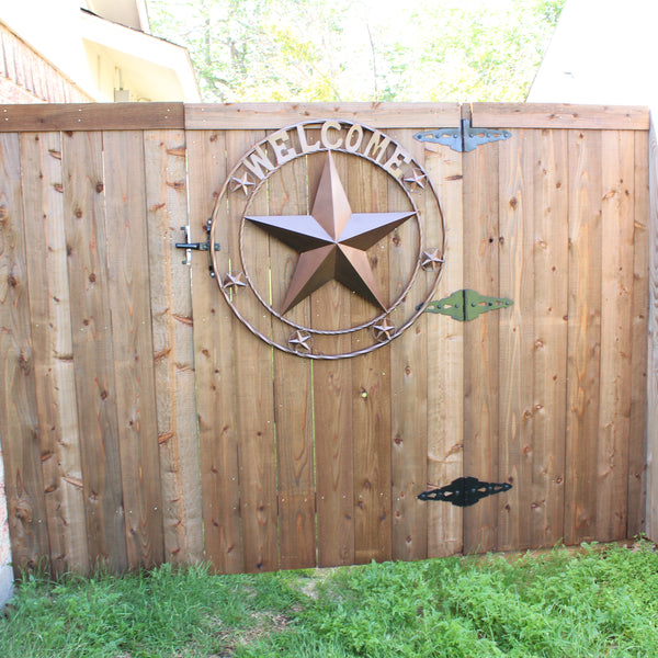 WELCOME BARN STAR METAL LONE STAR TWISTED ROPE RING WESTERN HOME DECOR HANDMADE #EH12842