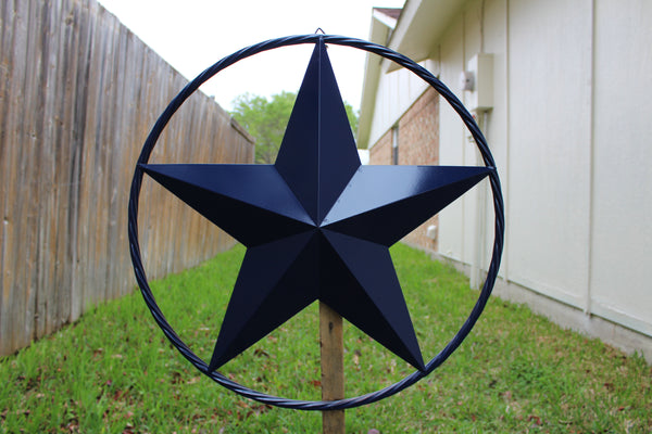 24",32",36" RUSTIC NAVY BLUE BARN LONE STAR TWISTED ROPE RING WESTERN HOME DECOR HANDMADE NEW-#EH12600