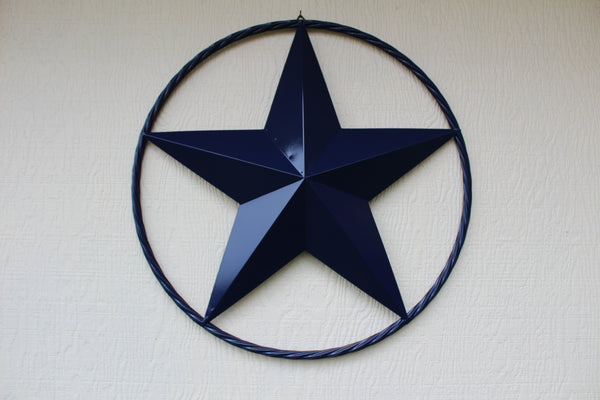 24",32",36" RUSTIC NAVY BLUE BARN LONE STAR TWISTED ROPE RING WESTERN HOME DECOR HANDMADE NEW-#EH12600