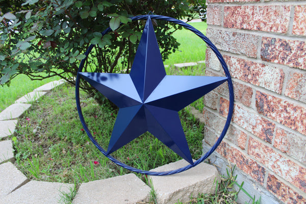 24",32",36" RUSTIC NAVY BLUE BARN LONE STAR TWISTED ROPE RING WESTERN HOME DECOR HANDMADE NEW-#EH12600