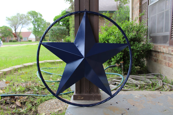 24",32",36" RUSTIC NAVY BLUE BARN LONE STAR TWISTED ROPE RING WESTERN HOME DECOR HANDMADE NEW-#EH12600