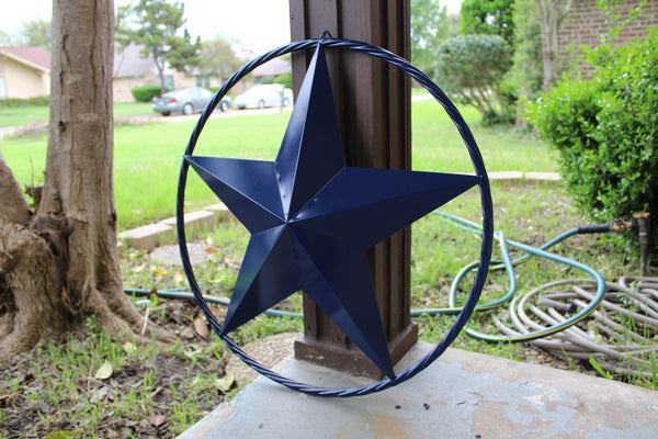 24",32",36" RUSTIC NAVY BLUE BARN LONE STAR TWISTED ROPE RING WESTERN HOME DECOR HANDMADE NEW-#EH12600