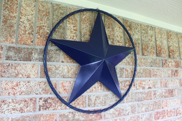 24",32",36" RUSTIC NAVY BLUE BARN LONE STAR TWISTED ROPE RING WESTERN HOME DECOR HANDMADE NEW-#EH12600