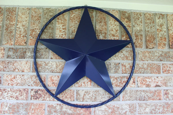 24",32",36" RUSTIC NAVY BLUE BARN LONE STAR TWISTED ROPE RING WESTERN HOME DECOR HANDMADE NEW-#EH12600