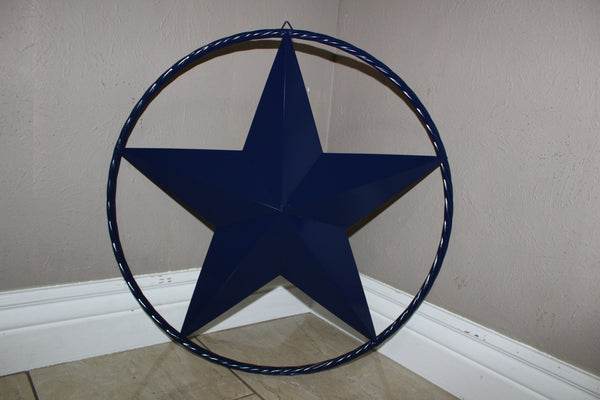 24",32",36" RUSTIC NAVY BLUE BARN LONE STAR TWISTED ROPE RING WESTERN HOME DECOR HANDMADE NEW-#EH12600