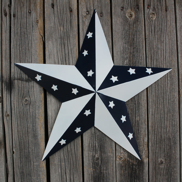 12",24",36" BLUE & WHITE STAR 5 POINT METAL STAR OF DAVID WESTERN HOME DECOR HANDMADE #EH12665