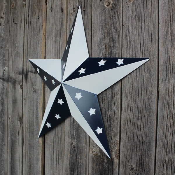 12",24",36" BLUE & WHITE STAR 5 POINT METAL STAR OF DAVID WESTERN HOME DECOR HANDMADE #EH12665