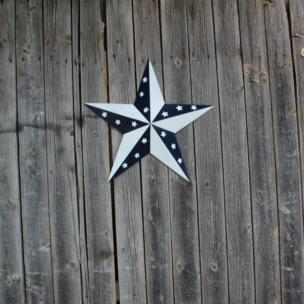 12",24",36" BLUE & WHITE STAR 5 POINT METAL STAR OF DAVID WESTERN HOME DECOR HANDMADE #EH12665
