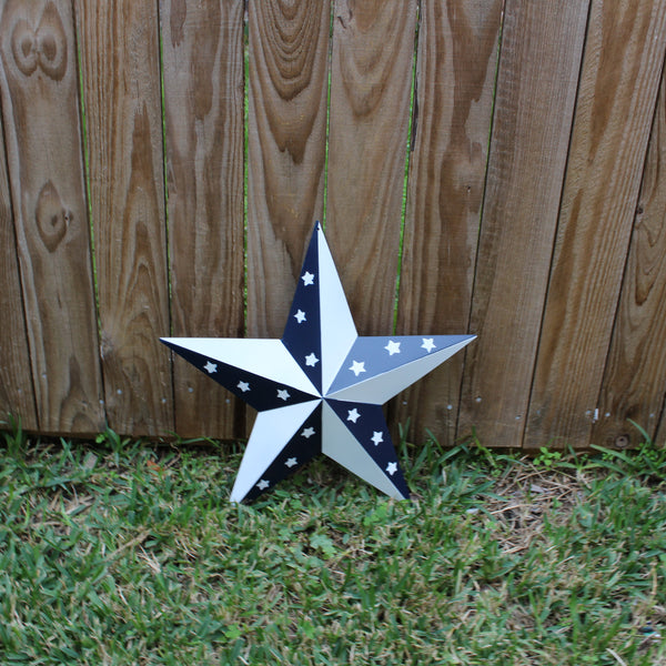 12",24",36" BLUE & WHITE STAR 5 POINT METAL STAR OF DAVID WESTERN HOME DECOR HANDMADE #EH12665