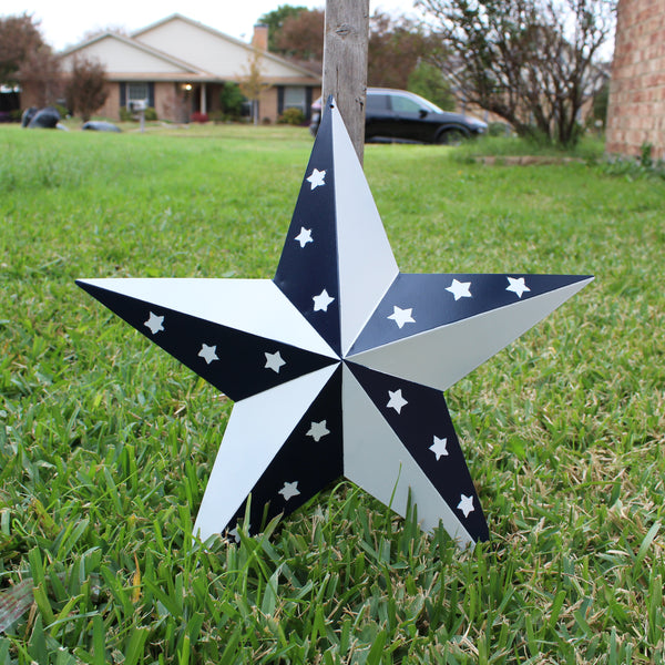 12",24",36" BLUE & WHITE STAR 5 POINT METAL STAR OF DAVID WESTERN HOME DECOR HANDMADE #EH12665
