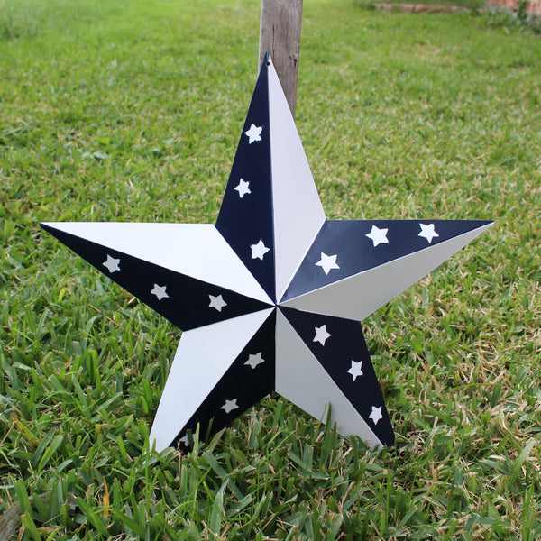 12",24",36" BLUE & WHITE STAR 5 POINT METAL STAR OF DAVID WESTERN HOME DECOR HANDMADE #EH12665