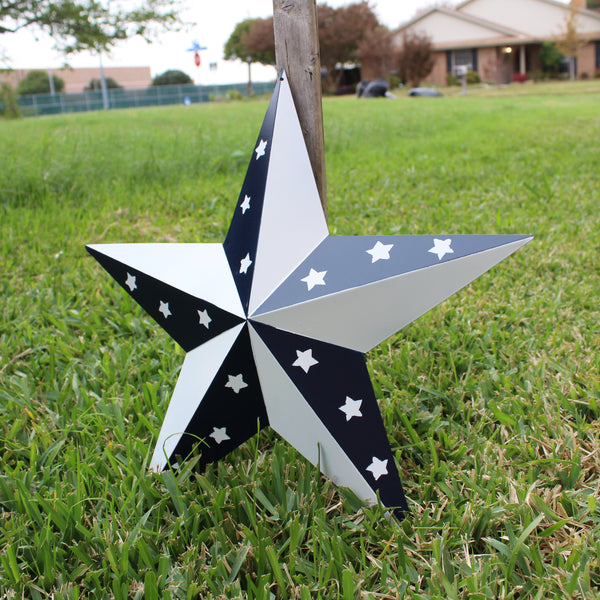 12",24",36" BLUE & WHITE STAR 5 POINT METAL STAR OF DAVID WESTERN HOME DECOR HANDMADE #EH12665