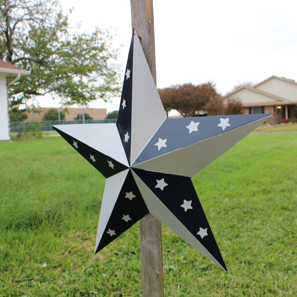 12",24",36" BLUE & WHITE STAR 5 POINT METAL STAR OF DAVID WESTERN HOME DECOR HANDMADE #EH12665