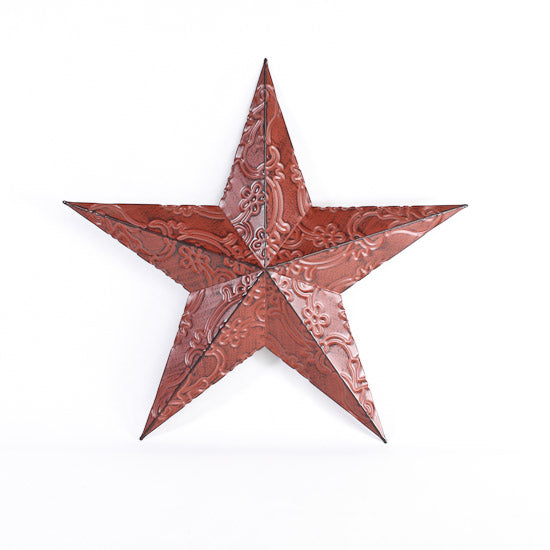 11-1/4" RED EMBOSSED BARN STAR 3D METAL WALL ART WESTERN HOME DECOR NEW #EH12188
