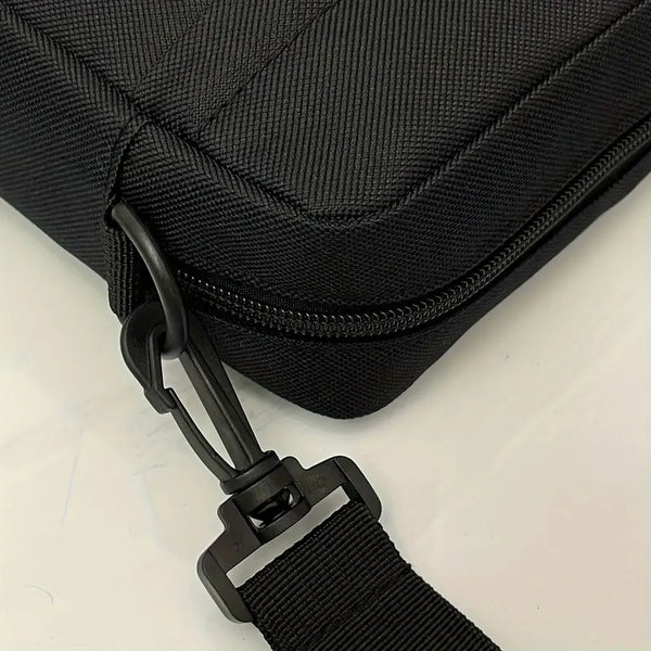 #EH11384 BLACK 7.9" RUGGED NYLON POUCH BAG MEGA EXTRA LARGE VERTICAL ZIPPER CLOSURE, BELT LOOP HOLSTER CELL PHONE TABLET CASE UNIVERSAL OVERSIZE