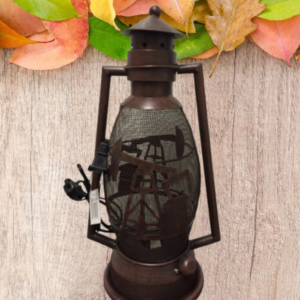 OIL DERRICK METAL ART ELECTRIC LANTERN LAMP WESTERN HOME WALL DECOR NEW LIGHTING #EH12733