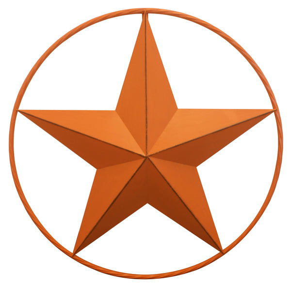 #EH10730 ORANGE STAR BARN STAR METAL LONE STAR TWISTED ROPE RING WESTERN HOME DECOR HANDMADE NEW