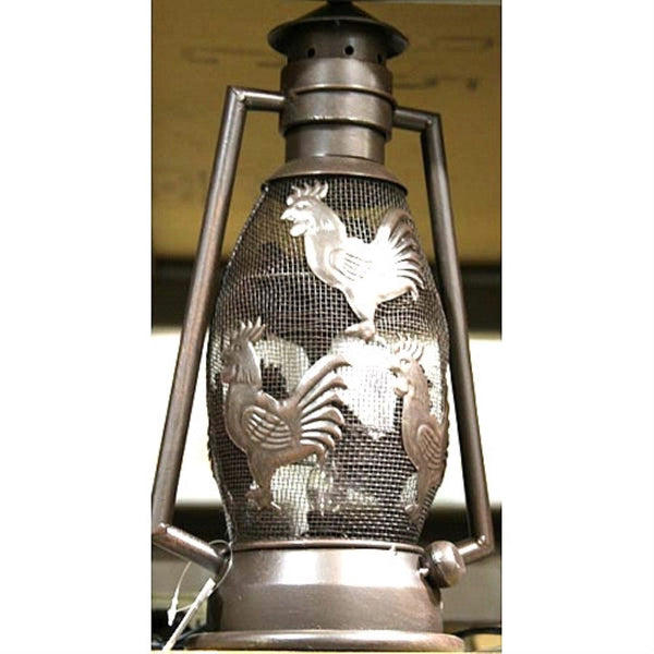 ROOSTER CHICKEN METAL RUSTY ART LAMP LIGHTING WESTERN HOME WALL COUNTRY LANTERN #EH12732