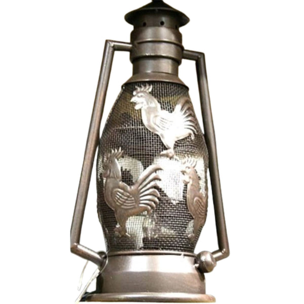 ROOSTER CHICKEN METAL RUSTY ART LAMP LIGHTING WESTERN HOME WALL COUNTRY LANTERN #EH12732