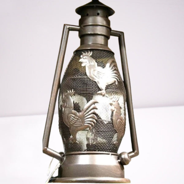 ROOSTER CHICKEN METAL RUSTY ART LAMP LIGHTING WESTERN HOME WALL COUNTRY LANTERN #EH12732