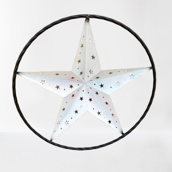 24" RED WHITE BLUE STAR USA FLAG STAR WITH SMALL STAR CUTOUT WESTERN HOME DECOR HANDMADE# EH12312