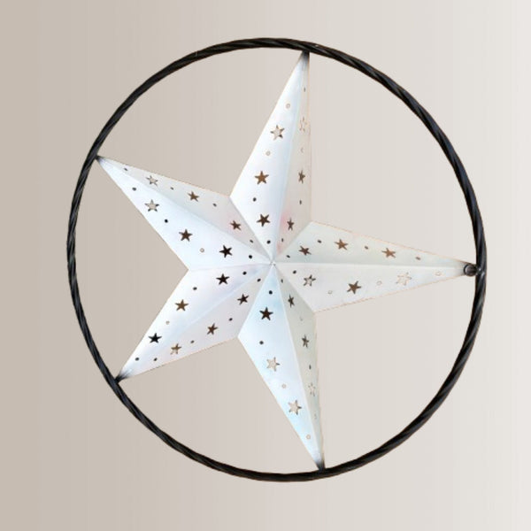 24" RED WHITE BLUE STAR USA FLAG STAR WITH SMALL STAR CUTOUT WESTERN HOME DECOR HANDMADE# EH12312