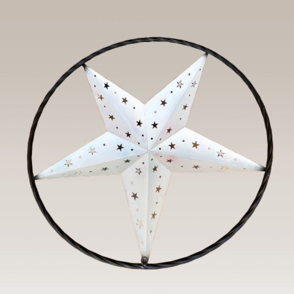 24" RED WHITE BLUE STAR USA FLAG STAR WITH SMALL STAR CUTOUT WESTERN HOME DECOR HANDMADE# EH12312