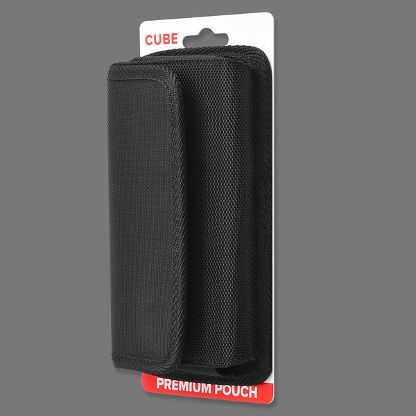 #DE102 7" CUBE XL MEGA EXTRA LARGE PHONE POUCH RUGGED NYLON BELT LOOP HOLSTER BLACK CELL PHONE CASE UNIVERSAL OVERSIZE