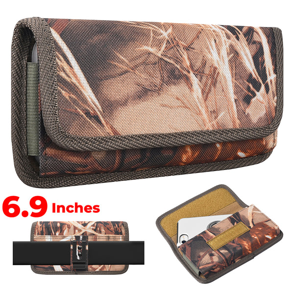 #DE104 7" CUBE XL MEGA EXTRA LARGE RUGGED NYLON PHONE POUCH BELT LOOP HOLSTER CAMO CELL PHONE CASE UNIVERSAL OVERSIZE