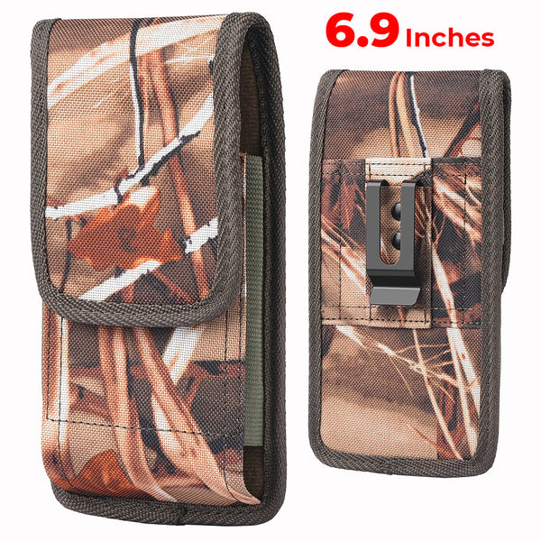 #DE202 7" CUBE XL MEGA EXTRA LARGE PHONE POUCH RUGGED NYLON BELT LOOP HOLSTER CAMO VERTICAL CELL PHONE CASE UNIVERSAL OVERSIZE
