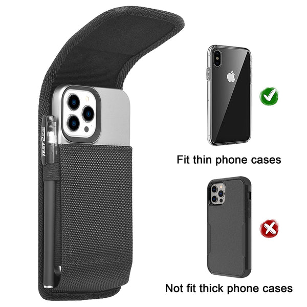 DE201 7" CUBE XL MEGA EXTRA LARGE PHONE POUCH BELT LOOP HOLSTER BLACK CELL PHONE CASE UNIVERSAL OVERSIZE