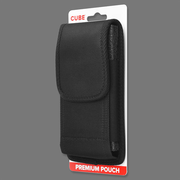 DE201 7" CUBE XL MEGA EXTRA LARGE PHONE POUCH BELT LOOP HOLSTER BLACK CELL PHONE CASE UNIVERSAL OVERSIZE