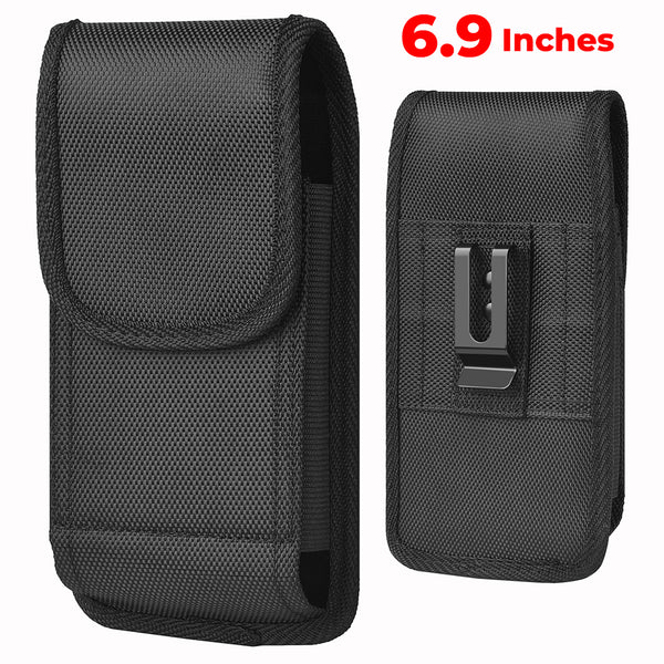 DE201 7" CUBE XL MEGA EXTRA LARGE PHONE POUCH BELT LOOP HOLSTER BLACK CELL PHONE CASE UNIVERSAL OVERSIZE