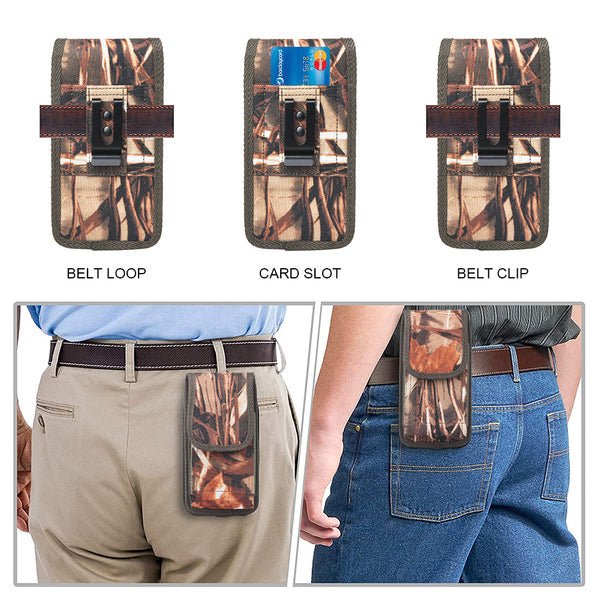 #DE202 7" CUBE XL MEGA EXTRA LARGE PHONE POUCH RUGGED NYLON BELT LOOP HOLSTER CAMO VERTICAL CELL PHONE CASE UNIVERSAL OVERSIZE