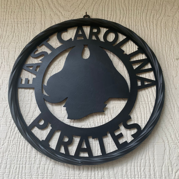 EAST CAROLINA CUSTOM BLACK METAL VINTAGE CRAFT WALL ART TEAM SIGN HANDMADE