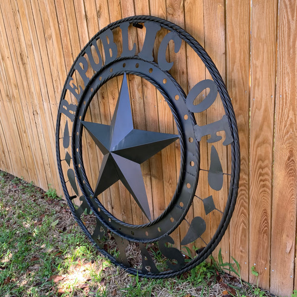 REPUBLIC OF TEXAS 3d STAR CUSTOM RUSTIC BLACK METAL VINTAGE CRAFT WESTERN HOME DECOR HANDMADE NEW ART