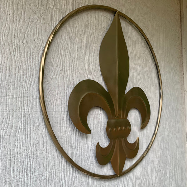 24" GOLD FLEUR DE LIS METAL SIGN WESTERN HOME DECOR HANDMADE NEW