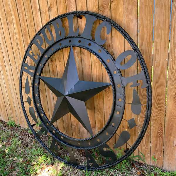 REPUBLIC OF TEXAS 3d STAR CUSTOM RUSTIC BLACK METAL VINTAGE CRAFT WESTERN HOME DECOR HANDMADE NEW ART