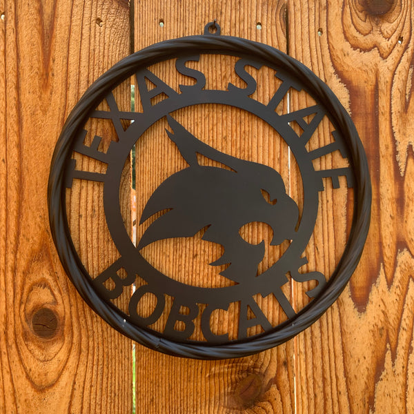 12",18",24",32",36" TEXAS STATE BOBCATS CUSTOM BLACK METAL VINTAGE CRAFT TEAM SIGN WESTERN HOME DECOR HANDMADE