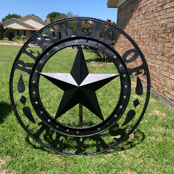 REPUBLIC OF TEXAS 3d STAR CUSTOM RUSTIC BLACK METAL VINTAGE CRAFT WESTERN HOME DECOR HANDMADE NEW ART