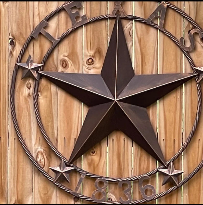 36" TEXAS 1836 RUSTIC BRONZE BARN STAR METAL WALL WESTERN HOME DECOR HANDMADE