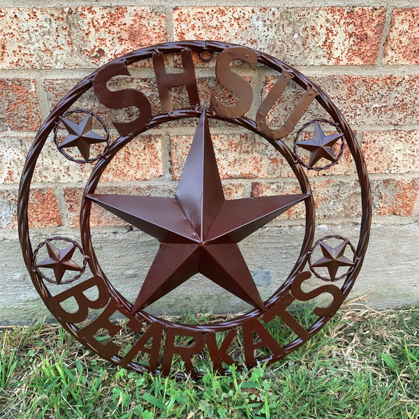 18" SHSU SAM HOUSTON BEARKATS RUSTIC BRONZE COPPER METAL CUSTOM VINTAGE CRAFT RUSTIC BROWN TEAM STAR HANDMADE