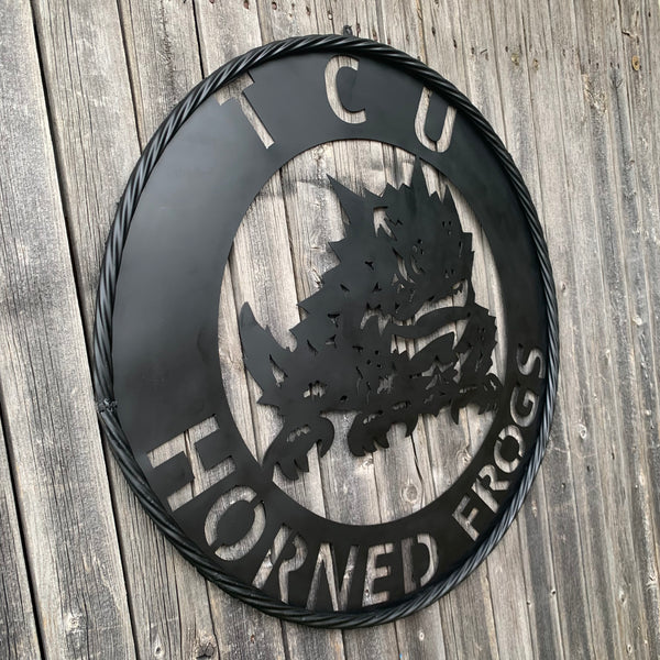 TCU HORNED FROGS CUSTOM BLACK METAL VINTAGE CRAFT SIGN HANDMADE