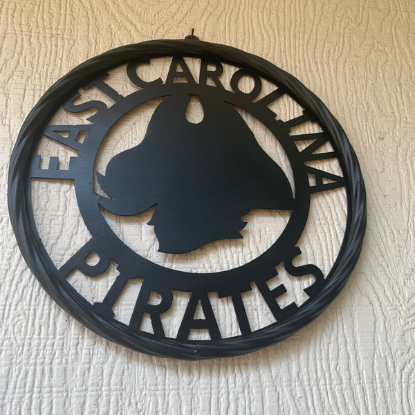 EAST CAROLINA CUSTOM BLACK METAL VINTAGE CRAFT WALL ART TEAM SIGN HANDMADE