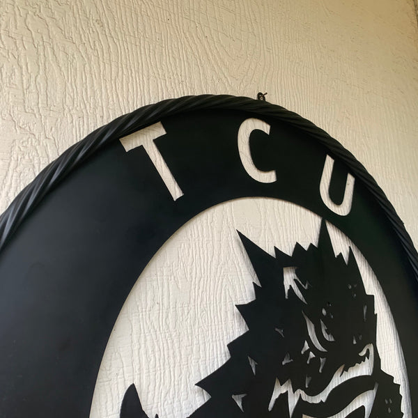 TCU HORNED FROGS CUSTOM BLACK METAL VINTAGE CRAFT SIGN HANDMADE