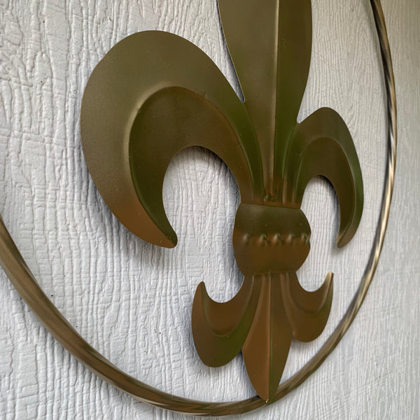 24" GOLD FLEUR DE LIS METAL SIGN WESTERN HOME DECOR HANDMADE NEW