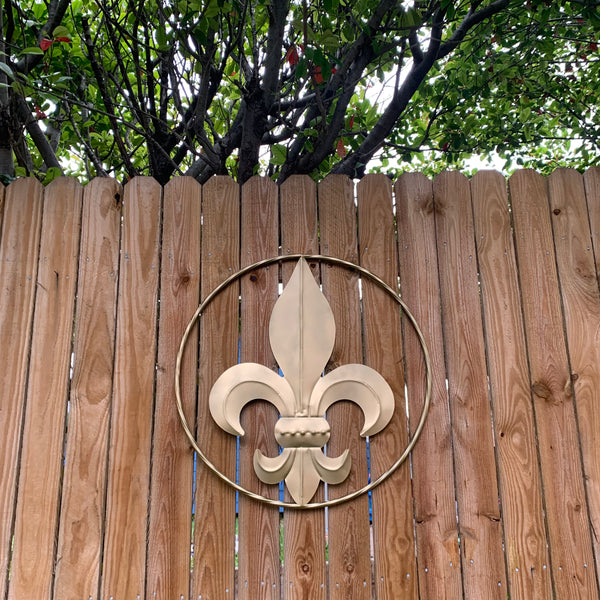 24" GOLD FLEUR DE LIS METAL SIGN WESTERN HOME DECOR HANDMADE NEW