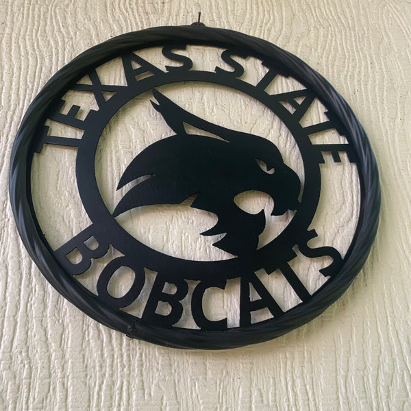 12",18",24",32",36" TEXAS STATE BOBCATS CUSTOM BLACK METAL VINTAGE CRAFT TEAM SIGN WESTERN HOME DECOR HANDMADE