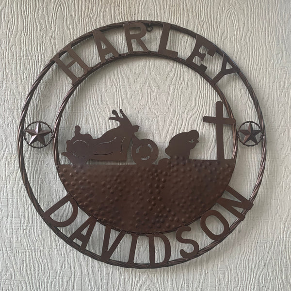 24",32" HARLEY DAVIDSON CUSTOM METAL VINTAGE CRAFT SIGN WESTERN HOME DECOR RUSTIC BRONZE HANDMADE