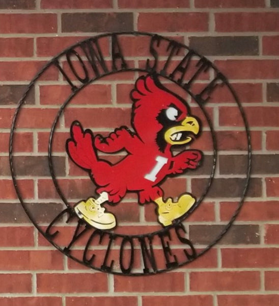 12", 18", 24", 32" IOWA STATE CYCLONES CUSTOM METAL VINTAGE CRAFT TEAM SIGN HANDMADE 36",40",44",50"
